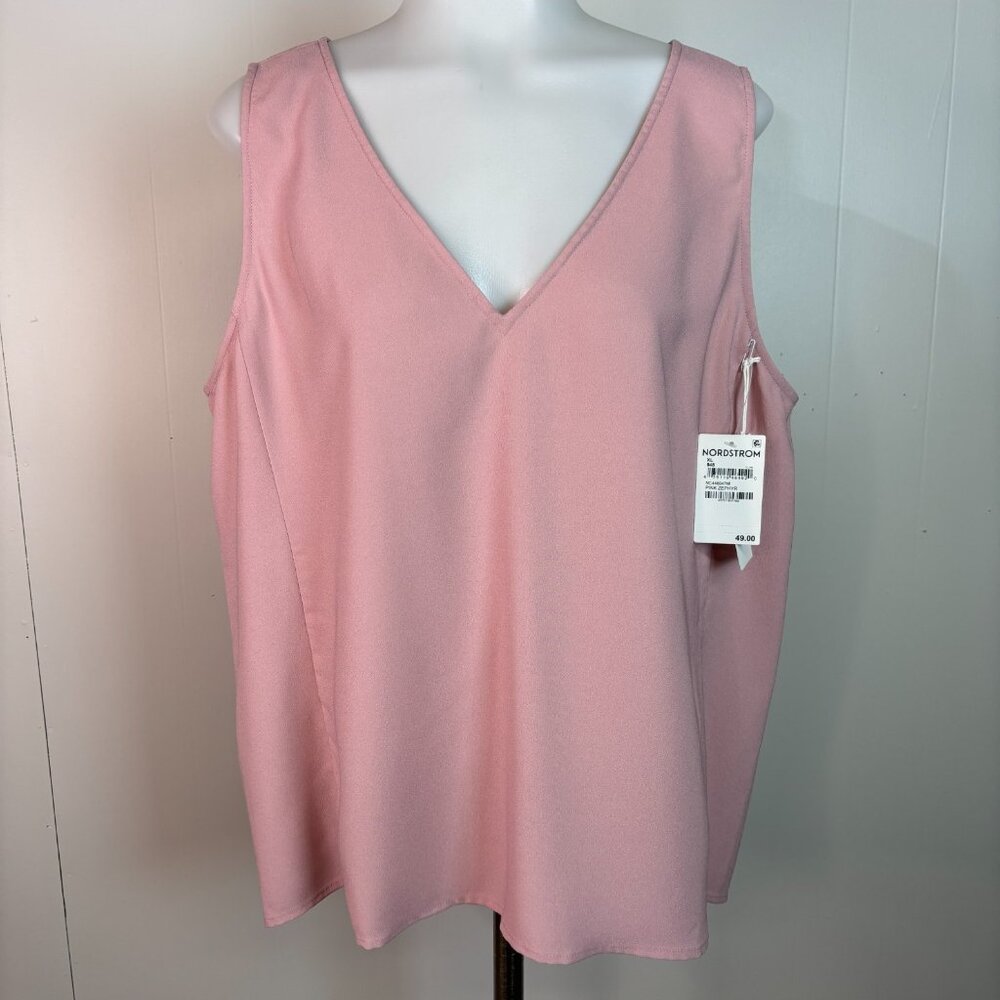 Nordstrom Tank Top XL Pink V-Neck Sleeveless Blouse Women's NWT
